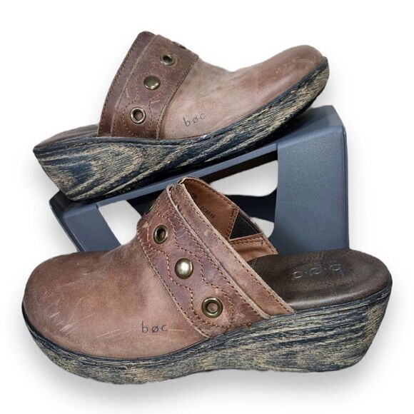 BOC Born Concepts Pontine Slip On Clogs Brown Leather Women's 7M - Picture 1 of 12